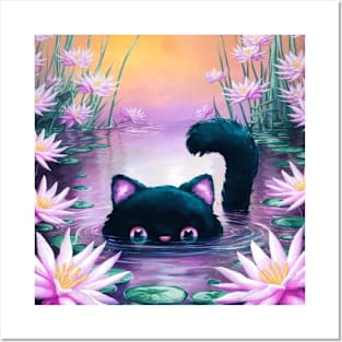 Swim in style with Cat Monet Posters and Art